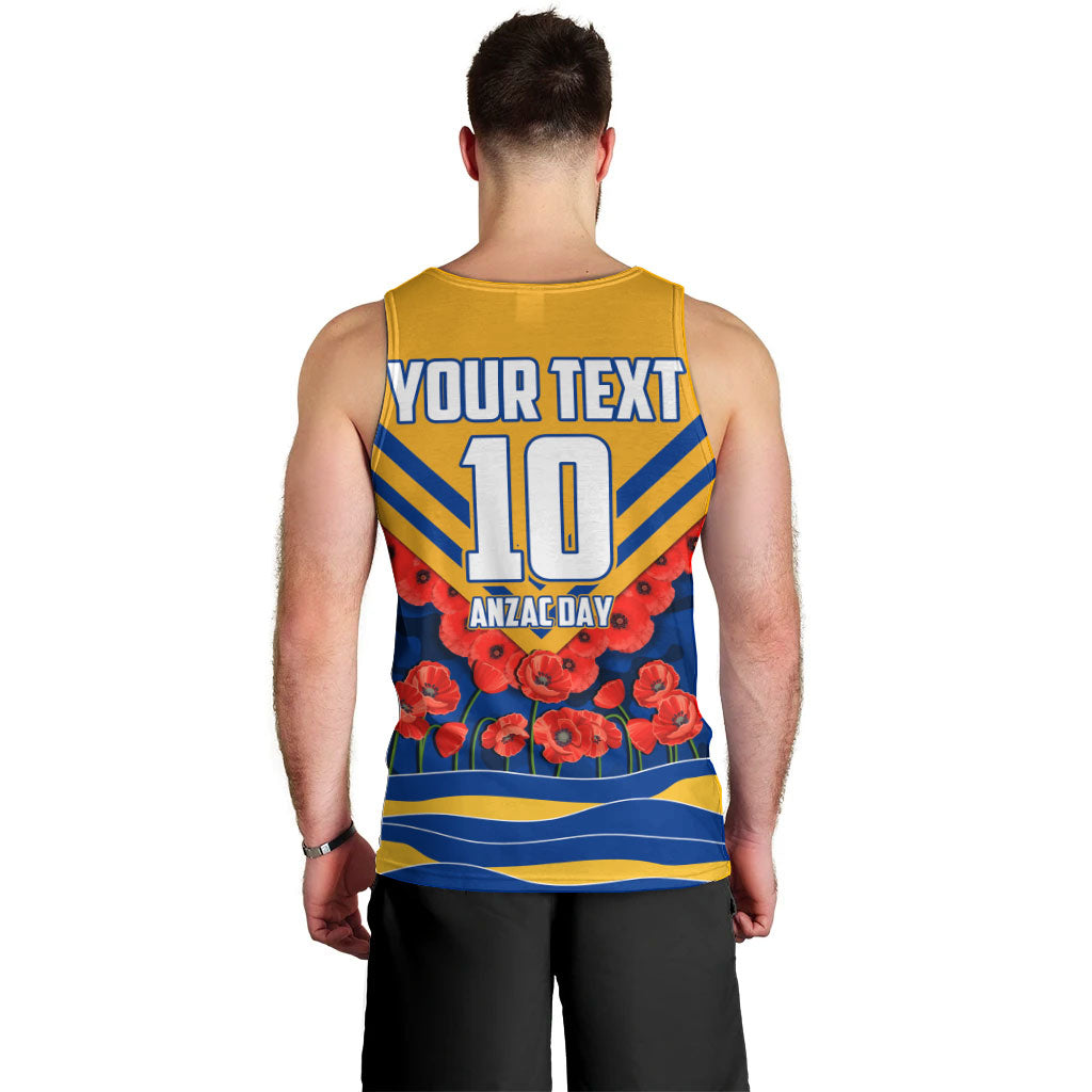 Personalised West Coast Eagles ANZAC Men Tank Top Military Remembrance Australian Football Mascot Camouflage