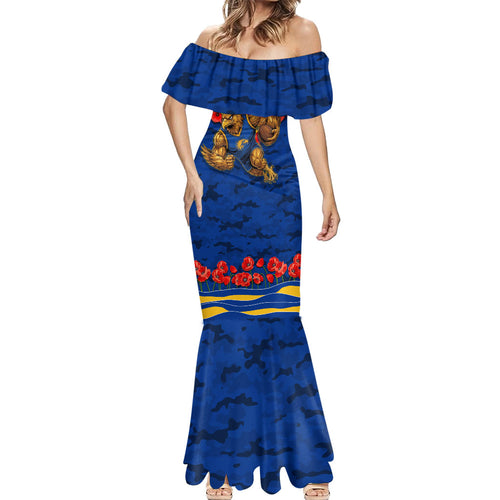 Personalised West Coast Eagles ANZAC Mermaid Dress Military Remembrance Australian Football Mascot Camouflage