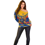 Personalised West Coast Eagles ANZAC Off Shoulder Sweater Military Remembrance Australian Football Mascot Camouflage