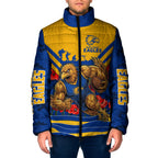 Personalised West Coast Eagles ANZAC Padded Jacket Military Remembrance Australian Football Mascot Camouflage