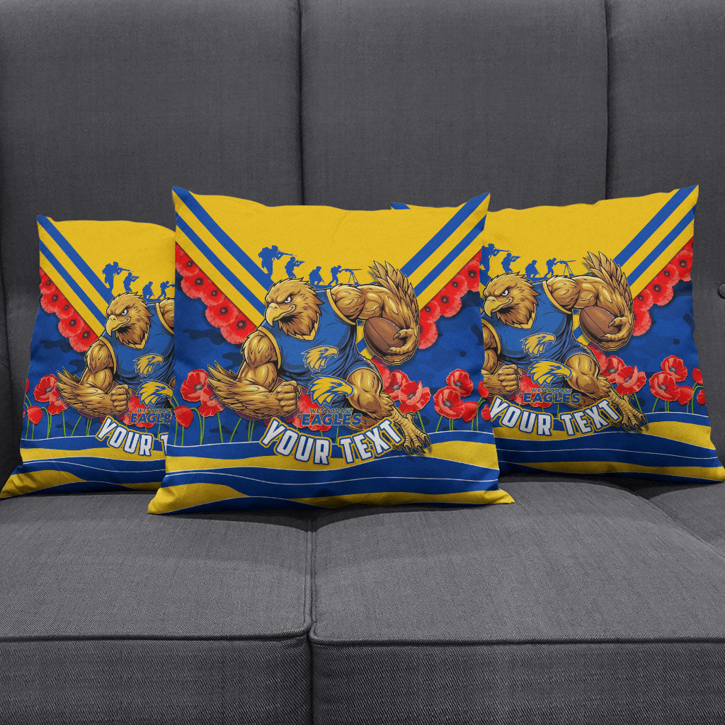 Personalised West Coast Eagles ANZAC Pillow Cover Military Remembrance Australian Football Mascot Camouflage