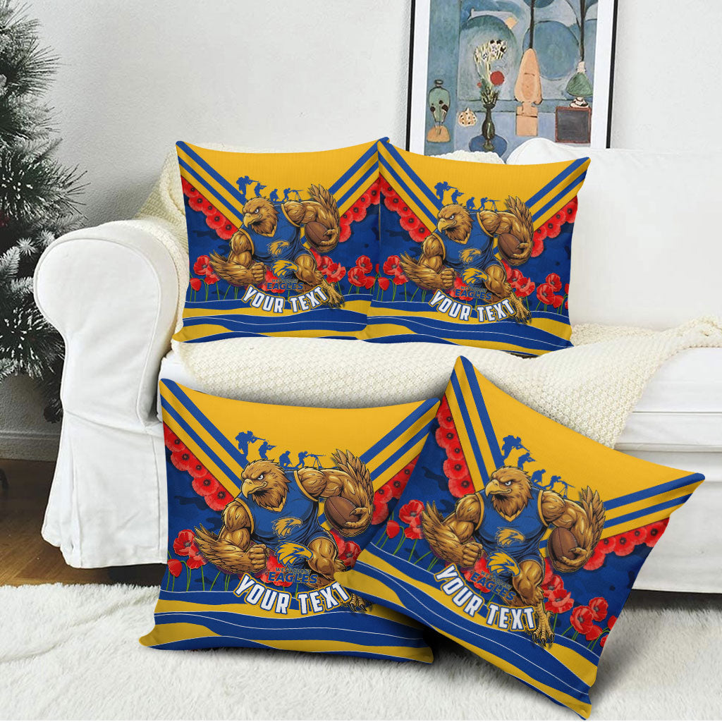 Personalised West Coast Eagles ANZAC Pillow Cover Military Remembrance Australian Football Mascot Camouflage