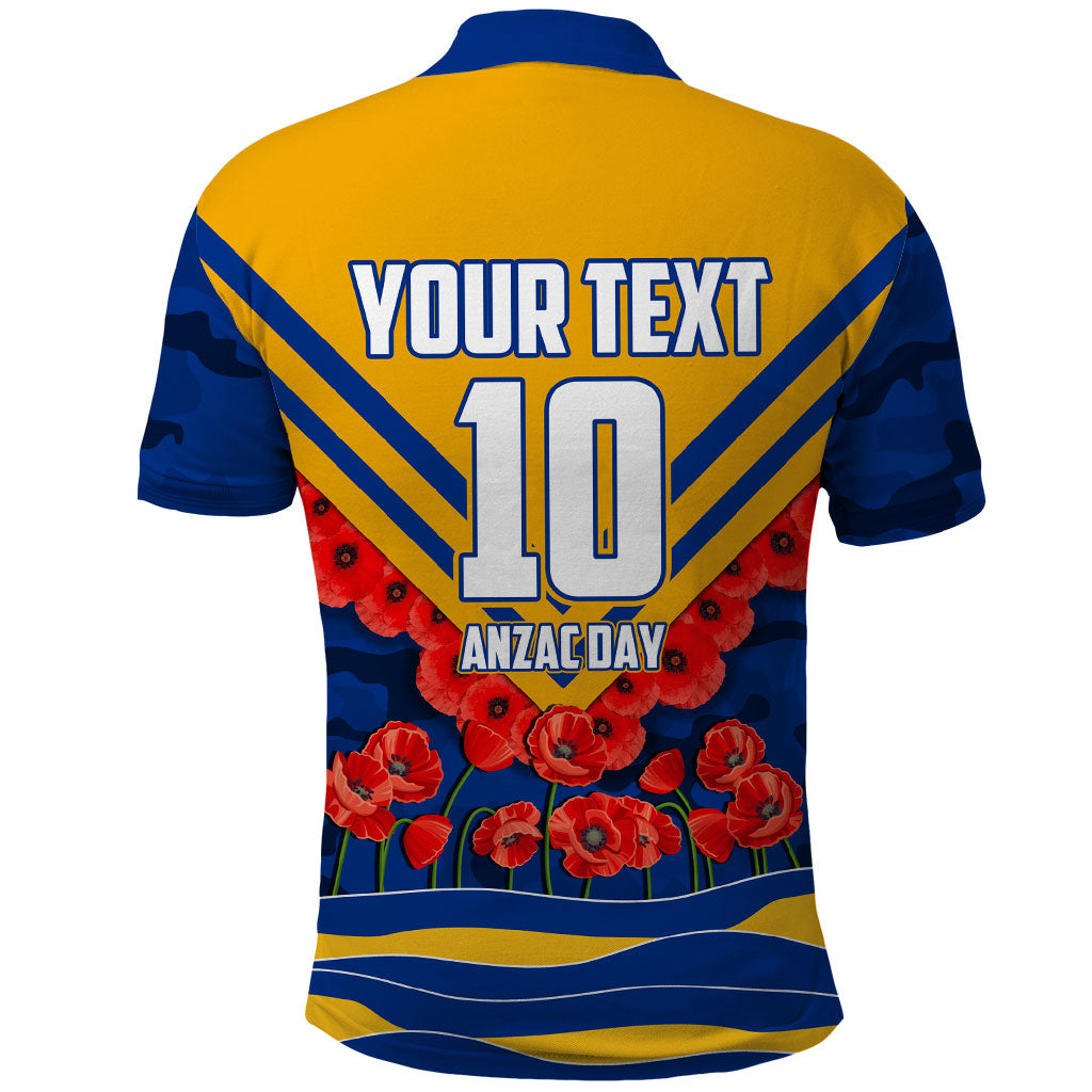 Personalised West Coast Eagles ANZAC Polo Shirt Military Remembrance Australian Football Mascot Camouflage
