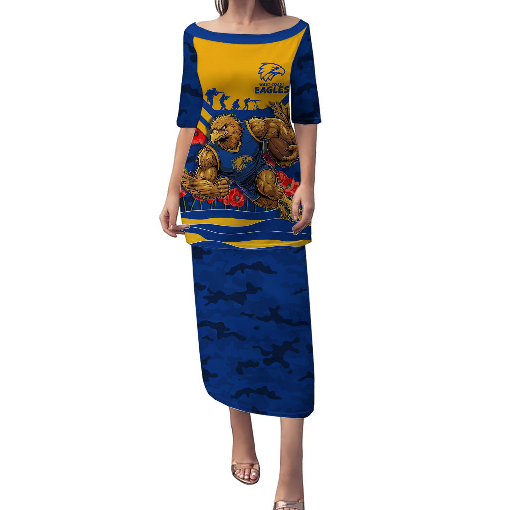 Personalised West Coast Eagles ANZAC Puletasi Military Remembrance Australian Football Mascot Camouflage
