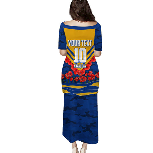 Personalised West Coast Eagles ANZAC Puletasi Military Remembrance Australian Football Mascot Camouflage