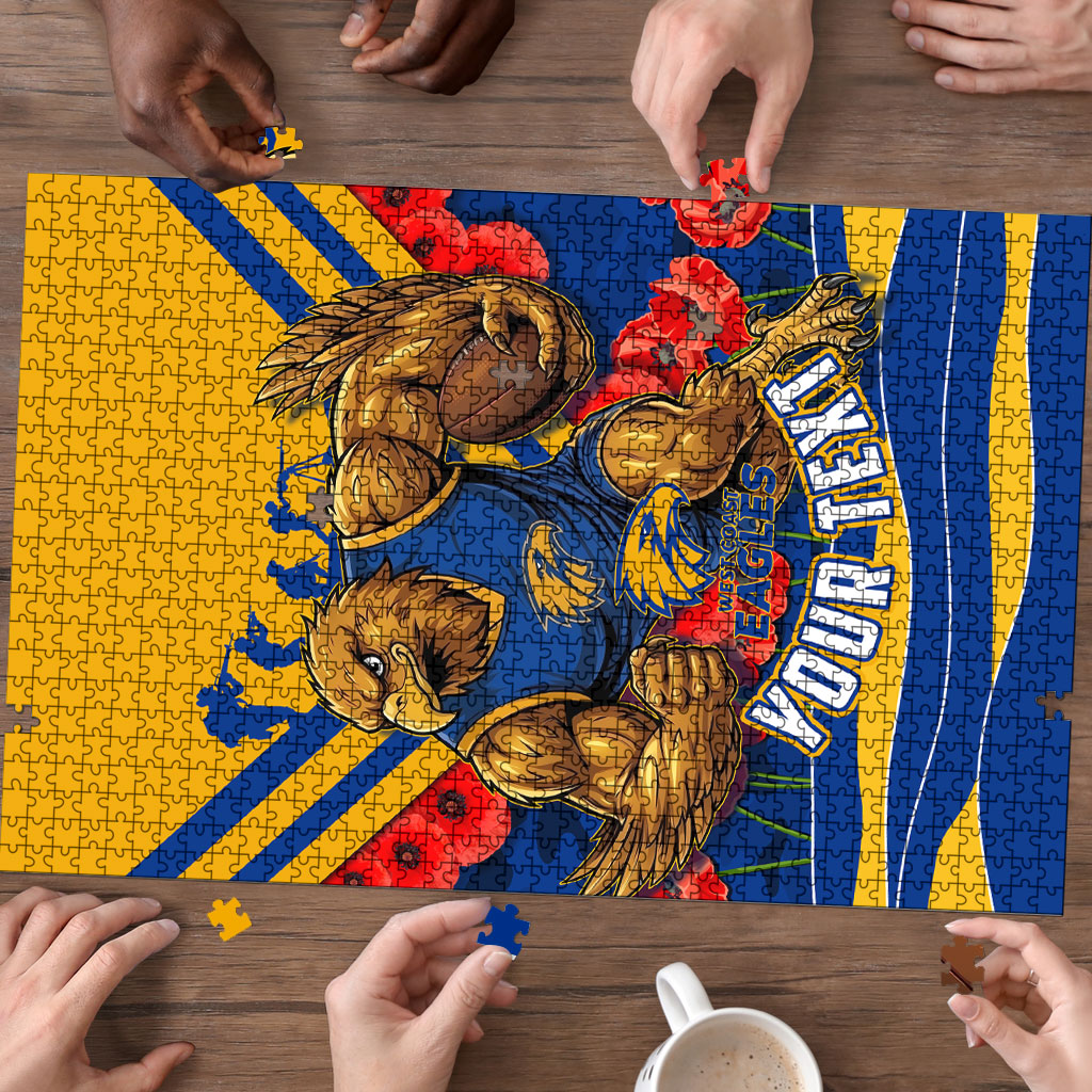 Personalised West Coast Eagles ANZAC Puzzle Military Remembrance Australian Football Mascot Camouflage