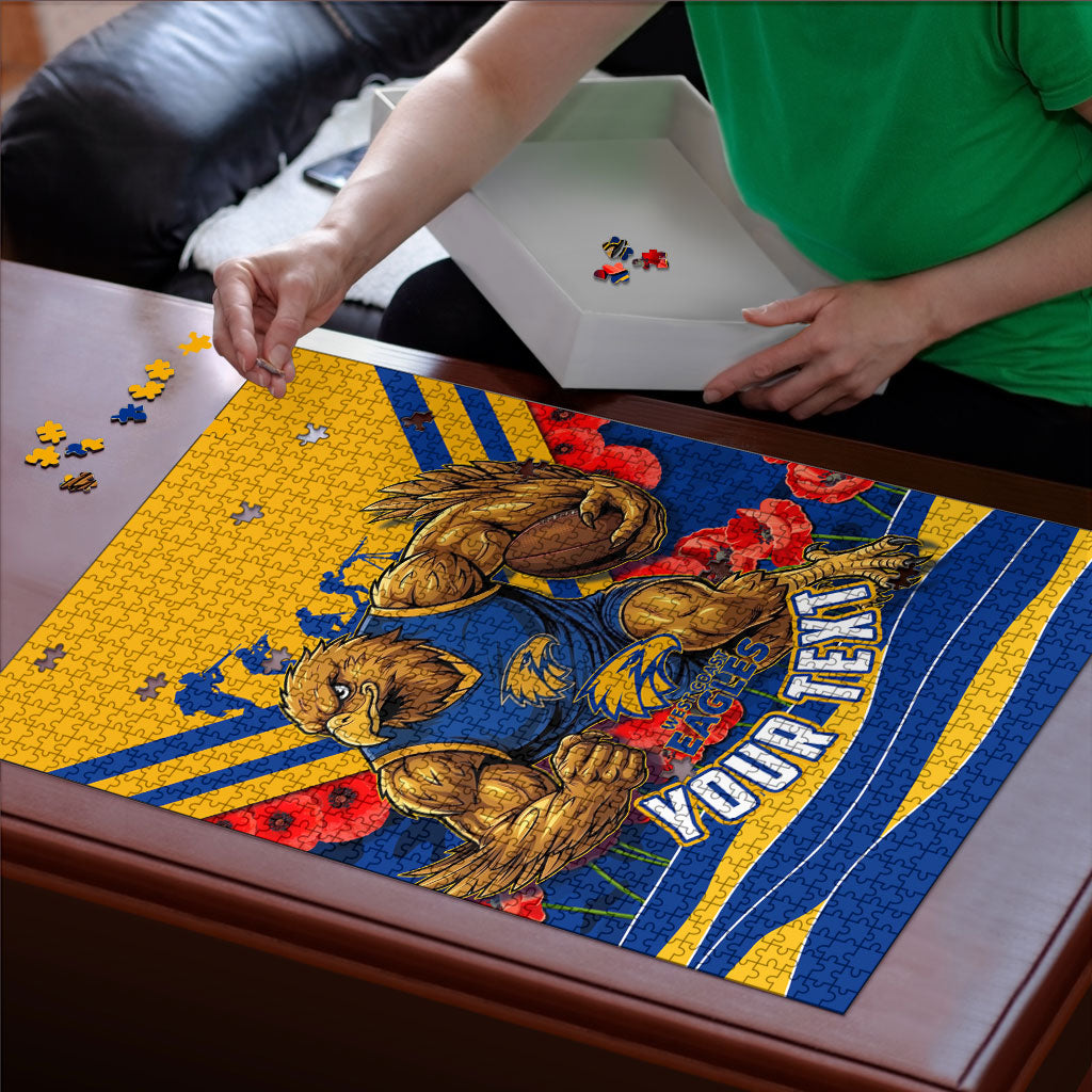 Personalised West Coast Eagles ANZAC Puzzle Military Remembrance Australian Football Mascot Camouflage