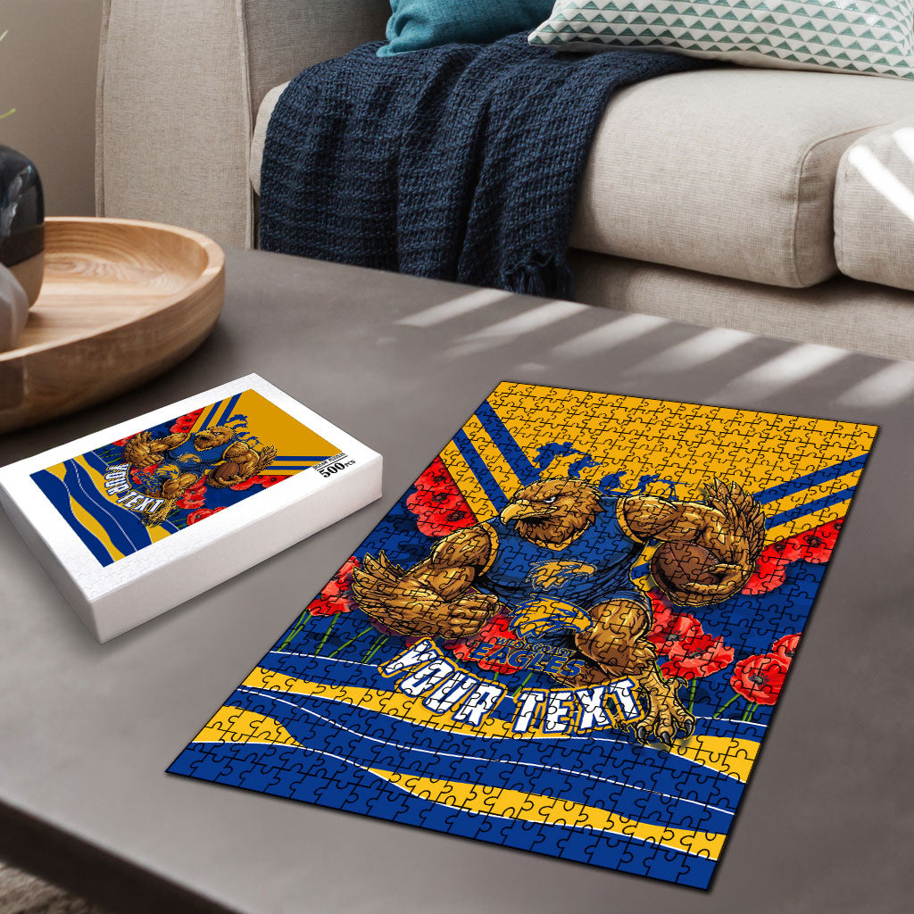 Personalised West Coast Eagles ANZAC Puzzle Military Remembrance Australian Football Mascot Camouflage