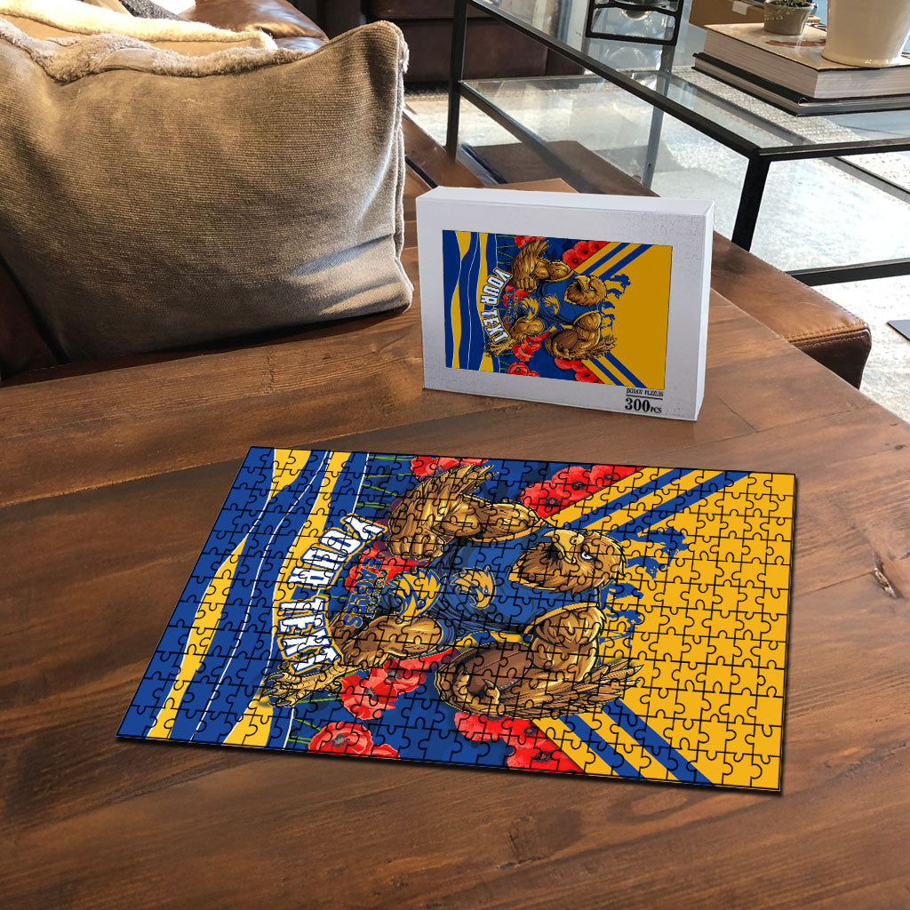 Personalised West Coast Eagles ANZAC Puzzle Military Remembrance Australian Football Mascot Camouflage