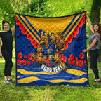 Personalised West Coast Eagles ANZAC Quilt Military Remembrance Australian Football Mascot Camouflage