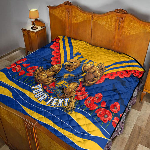 Personalised West Coast Eagles ANZAC Quilt Military Remembrance Australian Football Mascot Camouflage