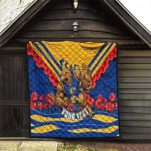 Personalised West Coast Eagles ANZAC Quilt Military Remembrance Australian Football Mascot Camouflage