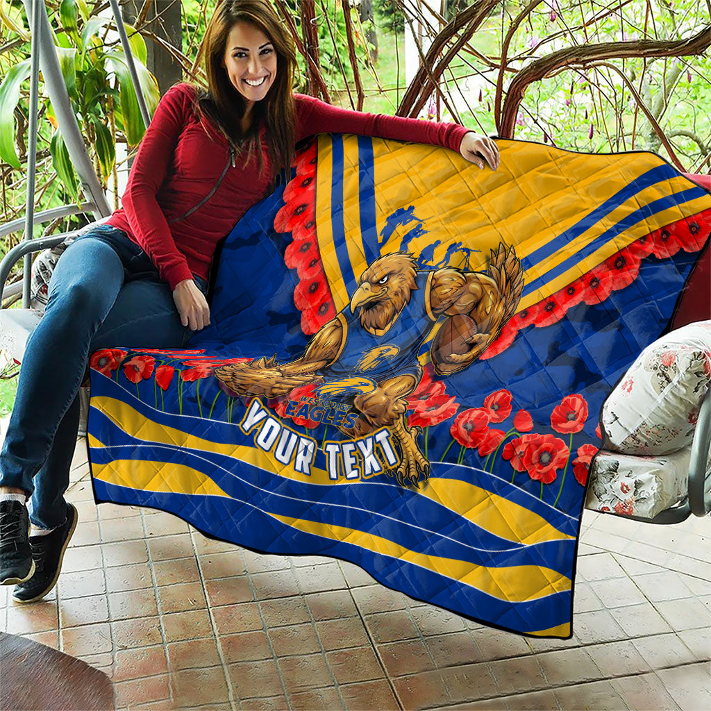 Personalised West Coast Eagles ANZAC Quilt Military Remembrance Australian Football Mascot Camouflage