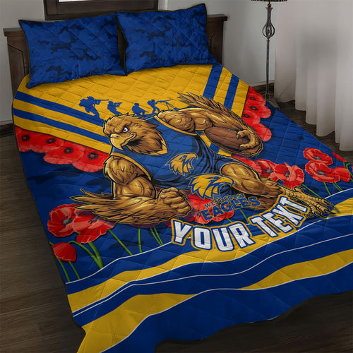 Personalised West Coast Eagles ANZAC Quilt Bed Set Military Remembrance Australian Football Mascot Camouflage