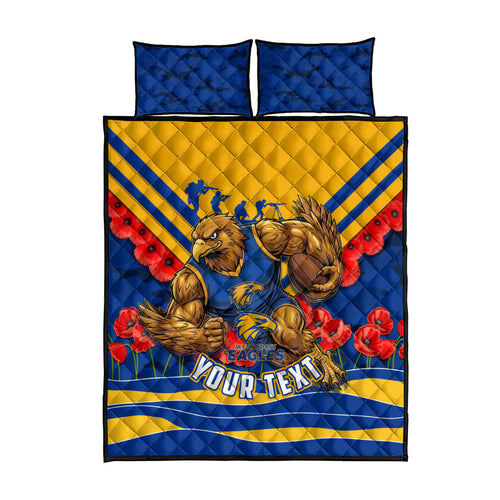 Personalised West Coast Eagles ANZAC Quilt Bed Set Military Remembrance Australian Football Mascot Camouflage