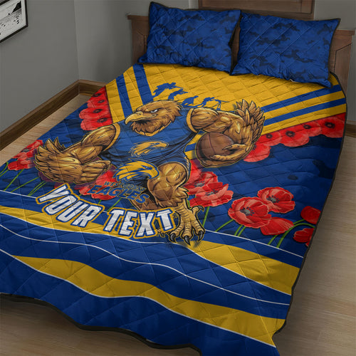 Personalised West Coast Eagles ANZAC Quilt Bed Set Military Remembrance Australian Football Mascot Camouflage