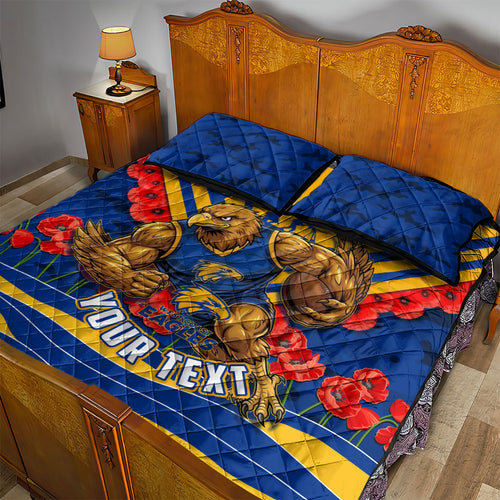 Personalised West Coast Eagles ANZAC Quilt Bed Set Military Remembrance Australian Football Mascot Camouflage