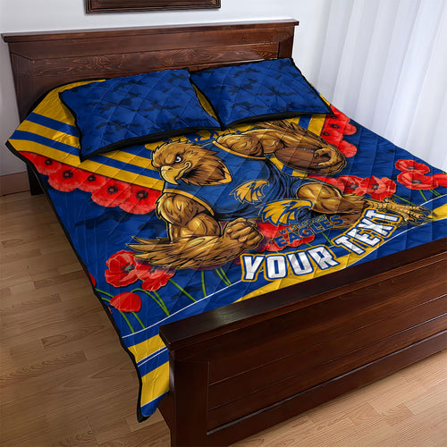 Personalised West Coast Eagles ANZAC Quilt Bed Set Military Remembrance Australian Football Mascot Camouflage