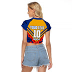 Personalised West Coast Eagles ANZAC Raglan Cropped T Shirt Military Remembrance Australian Football Mascot Camouflage