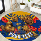 Personalised West Coast Eagles ANZAC Round Carpet Military Remembrance Australian Football Mascot Camouflage