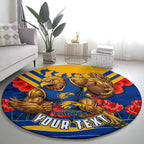 Personalised West Coast Eagles ANZAC Round Carpet Military Remembrance Australian Football Mascot Camouflage
