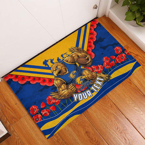 Personalised West Coast Eagles ANZAC Rubber Doormat Military Remembrance Australian Football Mascot Camouflage