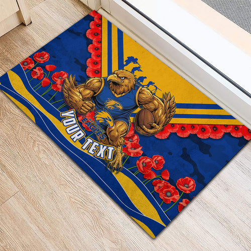 Personalised West Coast Eagles ANZAC Rubber Doormat Military Remembrance Australian Football Mascot Camouflage