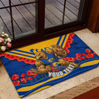 Personalised West Coast Eagles ANZAC Rubber Doormat Military Remembrance Australian Football Mascot Camouflage