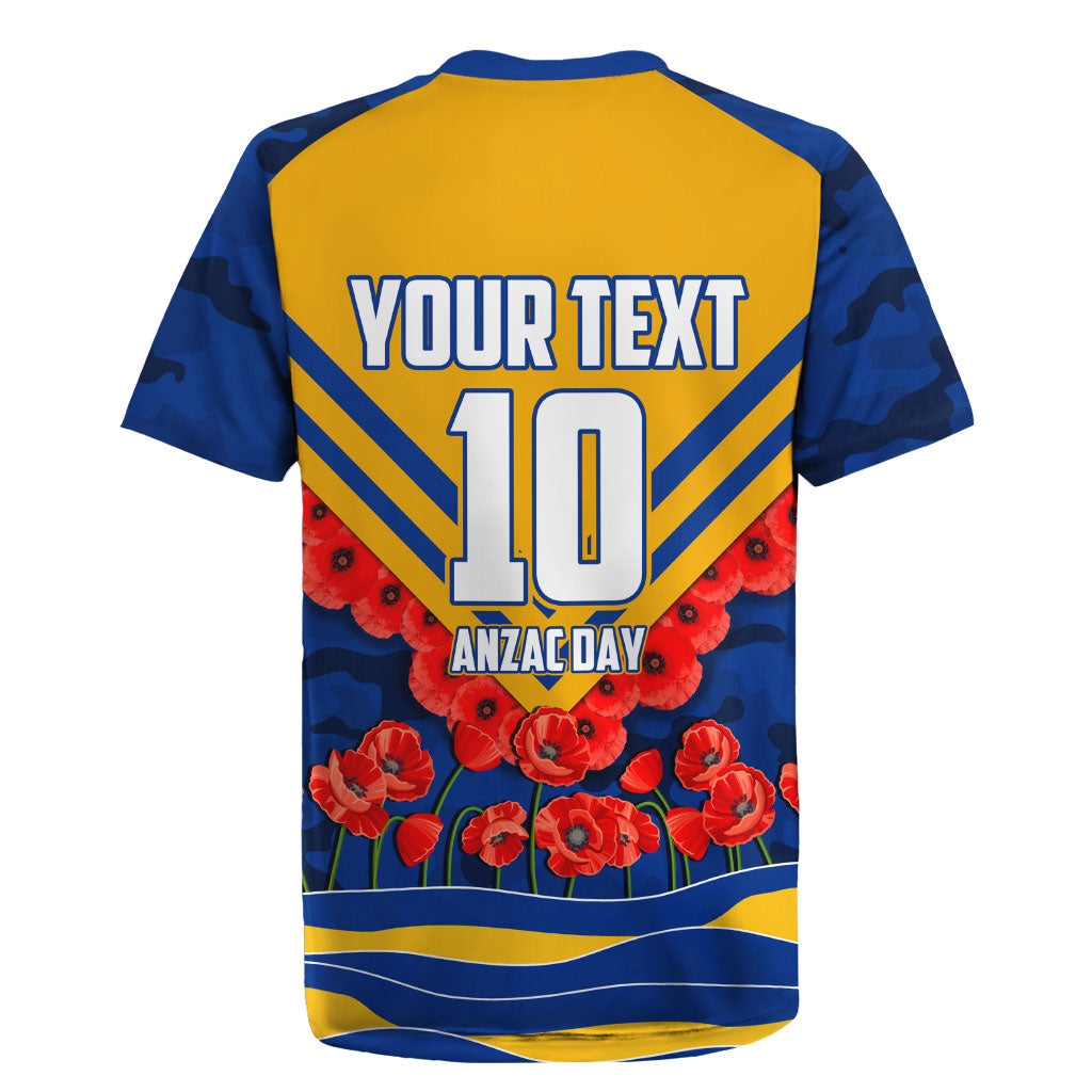 Personalised West Coast Eagles ANZAC Rugby Jersey Military Remembrance Australian Football Mascot Camouflage