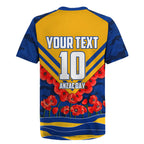 Personalised West Coast Eagles ANZAC Rugby Jersey Military Remembrance Australian Football Mascot Camouflage