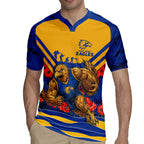 Personalised West Coast Eagles ANZAC Rugby Jersey Military Remembrance Australian Football Mascot Camouflage