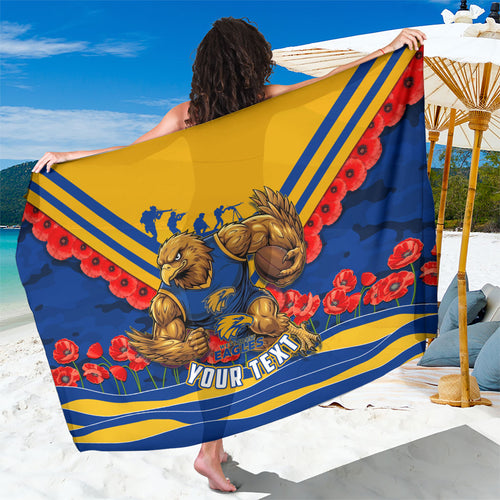 Personalised West Coast Eagles ANZAC Sarong Military Remembrance Australian Football Mascot Camouflage