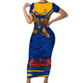 Personalised West Coast Eagles ANZAC Short Sleeve Bodycon Dress Military Remembrance Australian Football Mascot Camouflage