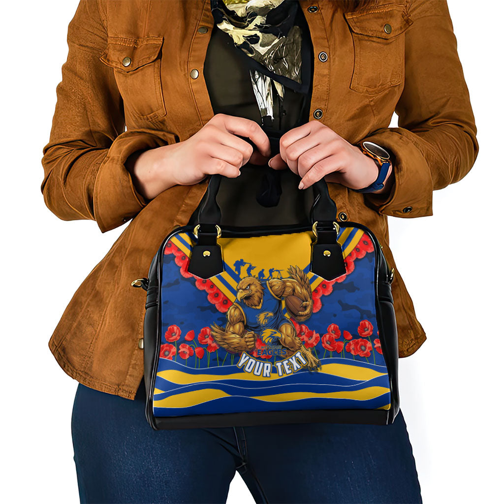 Personalised West Coast Eagles ANZAC Shoulder Handbag Military Remembrance Australian Football Mascot Camouflage