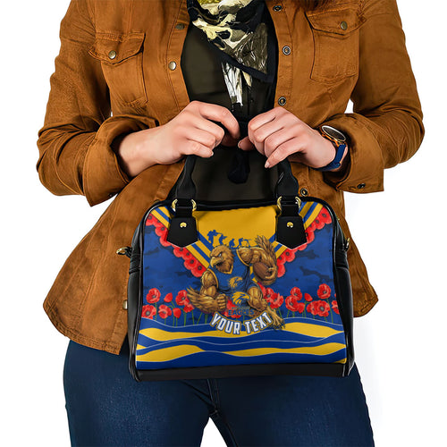 Personalised West Coast Eagles ANZAC Shoulder Handbag Military Remembrance Australian Football Mascot Camouflage