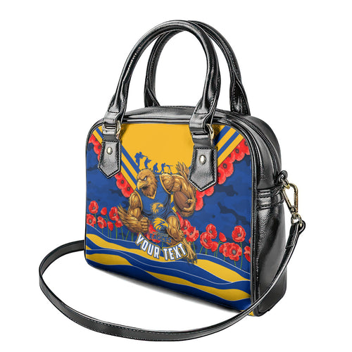 Personalised West Coast Eagles ANZAC Shoulder Handbag Military Remembrance Australian Football Mascot Camouflage