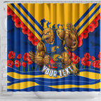 Personalised West Coast Eagles ANZAC Shower Curtain Military Remembrance Australian Football Mascot Camouflage
