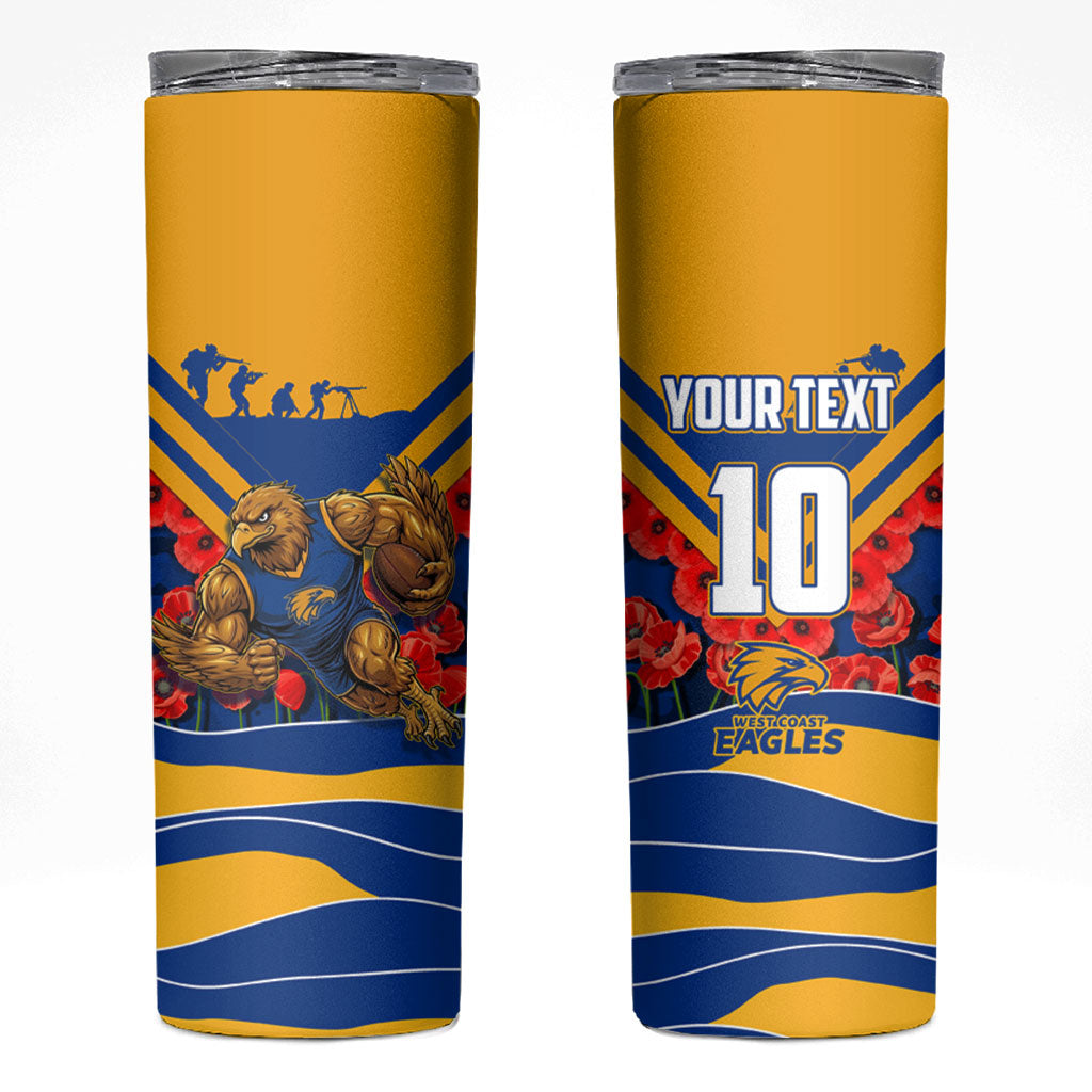 Personalised West Coast Eagles ANZAC Skinny Tumbler Military Remembrance Australian Football Mascot Camouflage