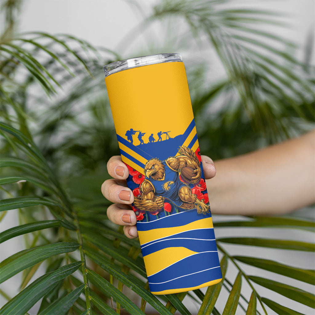 Personalised West Coast Eagles ANZAC Skinny Tumbler Military Remembrance Australian Football Mascot Camouflage