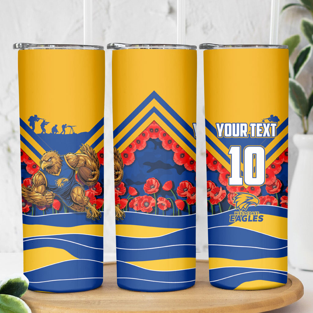 Personalised West Coast Eagles ANZAC Skinny Tumbler Military Remembrance Australian Football Mascot Camouflage