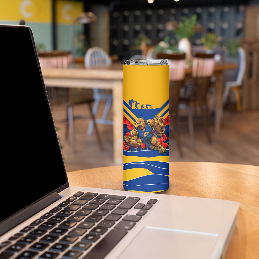 Personalised West Coast Eagles ANZAC Skinny Tumbler Military Remembrance Australian Football Mascot Camouflage