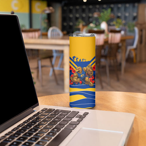 Personalised West Coast Eagles ANZAC Skinny Tumbler Military Remembrance Australian Football Mascot Camouflage