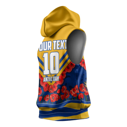 Personalised West Coast Eagles ANZAC Sleeveless Hoodie Military Remembrance Australian Football Mascot Camouflage