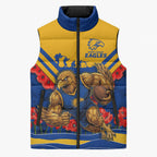Personalised West Coast Eagles ANZAC Sleeveless Puffer Jacket Military Remembrance Australian Football Mascot Camouflage