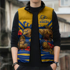 Personalised West Coast Eagles ANZAC Sleeveless Puffer Jacket Military Remembrance Australian Football Mascot Camouflage