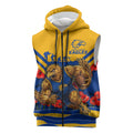 Personalised West Coast Eagles ANZAC Sleeveless Zip Hoodie Military Remembrance Australian Football Mascot Camouflage