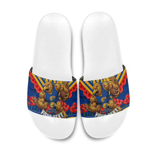 Personalised West Coast Eagles ANZAC Slide Sandals Military Remembrance Australian Football Mascot Camouflage