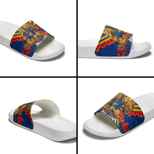Personalised West Coast Eagles ANZAC Slide Sandals Military Remembrance Australian Football Mascot Camouflage