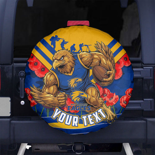 Personalised West Coast Eagles ANZAC Spare Tire Cover Military Remembrance Australian Football Mascot Camouflage