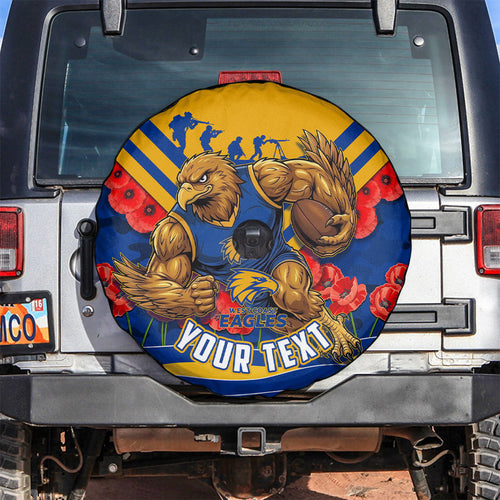 Personalised West Coast Eagles ANZAC Spare Tire Cover Military Remembrance Australian Football Mascot Camouflage